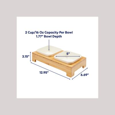 Show full view: Frisco Square Melamine Dog & Cat Bowl Set with Bamboo Stand, Small: 2 cup slide 2 of 8