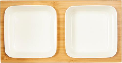 Show full view: Frisco Square Melamine Dog & Cat Bowl Set with Bamboo Stand, Small: 2 cup slide 3 of 8