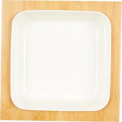 Show full view: Frisco Square Melamine Dog & Cat Bowl with Bamboo Stand, Medium: 5 cup, 1 count slide 4 of 9