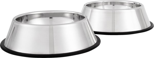 Dog Bowl Set Of 2, Heavy Duty Stainless Steel Bowls By GORILLA GRIP, Holds 6 Cups, Gray