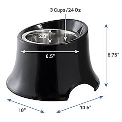 Frisco Stainless Steel Bowl with Elevated Stand, Black, Medium: 3 cup, 1 count slide 2 of 7