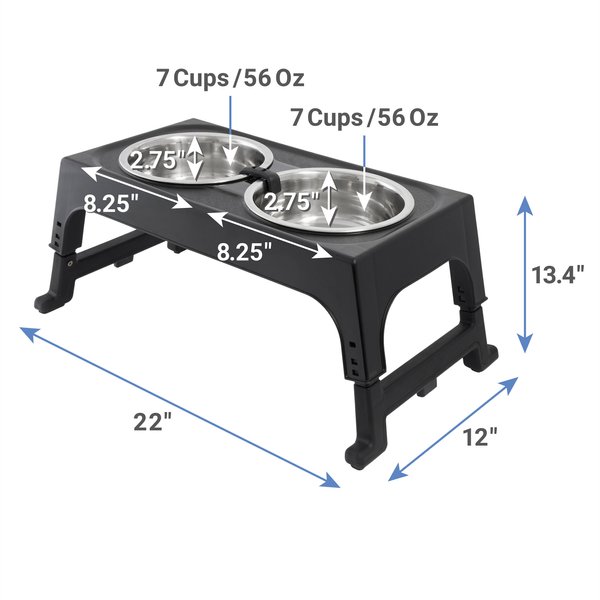 Show full view: Frisco Stainless Steel Bowls with Adjustable Elevated Holder, Large: 7 cup slide 2 of 7