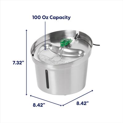 Show full view: Frisco Stainless Steel Cactus & Leaf Dog & Cat Fountain, 100-oz slide 3 of 9