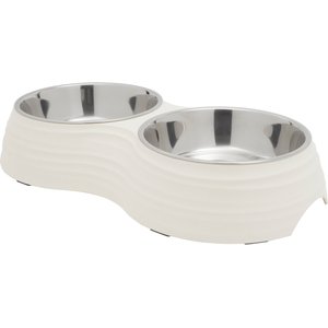 Frisco Stainless Steel Double Dog Bowls with Melamine Stand, Medium: 3 cup