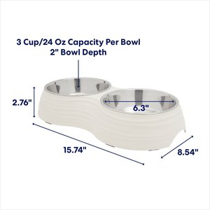 Frisco Stainless Steel Double Dog Bowls with Melamine Stand, Medium: 3 cup