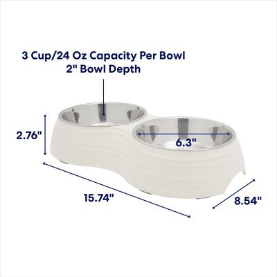 Show full view: Frisco Stainless Steel Double Dog Bowls with Melamine Stand, Medium: 3 cup slide 2 of 6