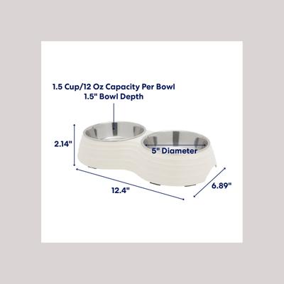Show full view: Frisco Stainless Steel Double Dog Bowls with Melamine Stand, Small: 1.5 cup slide 2 of 5