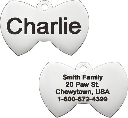 Show full view: Frisco Stainless Steel Personalized Dog & Cat ID Tag, Bow Tie, Small slide 1 of 8