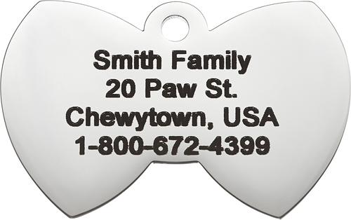 Show full view: Frisco Stainless Steel Personalized Dog & Cat ID Tag, Bow Tie, Small slide 4 of 8