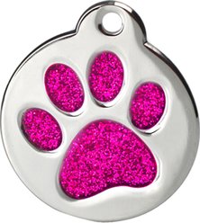 Frisco Stainless Steel Personalized Dog & Cat ID Tag, Paw Print, Pink Glitter, Small slide 2 of 2