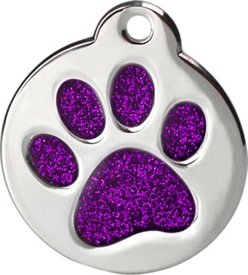 Show full view: Frisco Stainless Steel Personalized Dog & Cat ID Tag, Paw Print, Purple Glitter, Regular slide 2 of 3