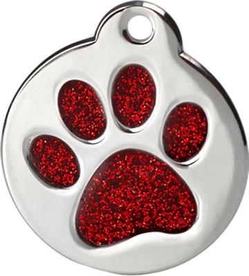 Show full view: Frisco Stainless Steel Personalized Dog & Cat ID Tag, Paw Print, Red Glitter, Regular slide 2 of 3