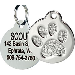 Frisco Stainless Steel Personalized Dog & Cat ID Tag, Paw Print, Silver, Regular