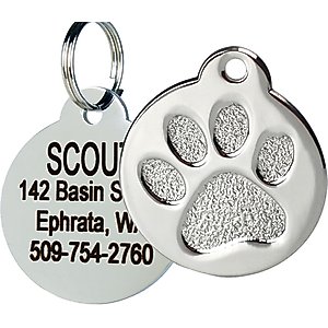 Frisco Stainless Steel Personalized Dog & Cat ID Tag, Paw Print, Silver, Regular