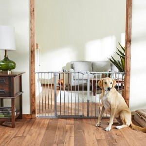 Frisco Steel Extra Wide Auto-Close Dog Gate, Gray, 30-in
