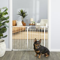 Frisco Steel Extra Wide Auto-Close Dog Gate, White, 30-in