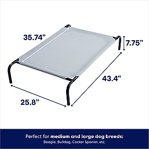 Frisco Steel-Framed Elevated Dog Bed, Gray, Medium