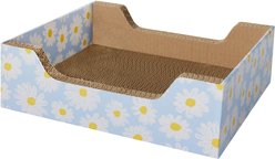 Frisco Step-In Cat Scratcher Toy with Catnip, Blue Daisies