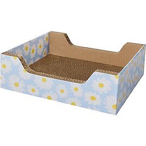 Frisco Step-In Cat Scratcher Toy with Catnip, Blue Daisies