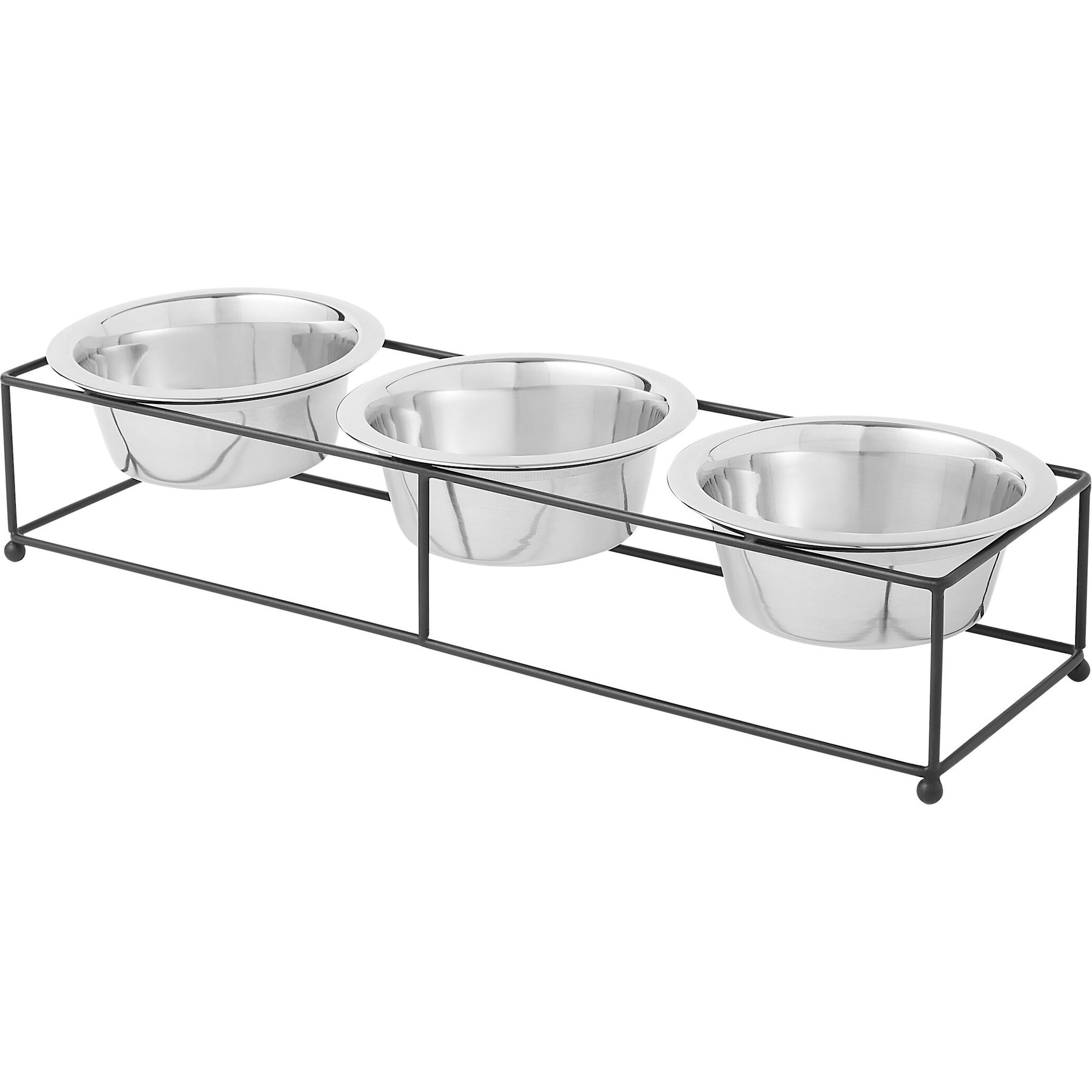 Frisco Straight Triple Feeder Stainless Steel Dog & Cat Bowl, Medium: 3 cup