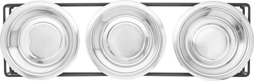Show full view: Frisco Straight Triple Feeder Stainless Steel Dog & Cat Bowl, Medium: 3 cup slide 4 of 9
