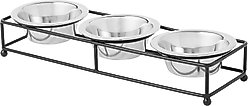 Frisco Straight Triple Feeder Stainless Steel Dog & Cat Bowl, Small: 1 cup