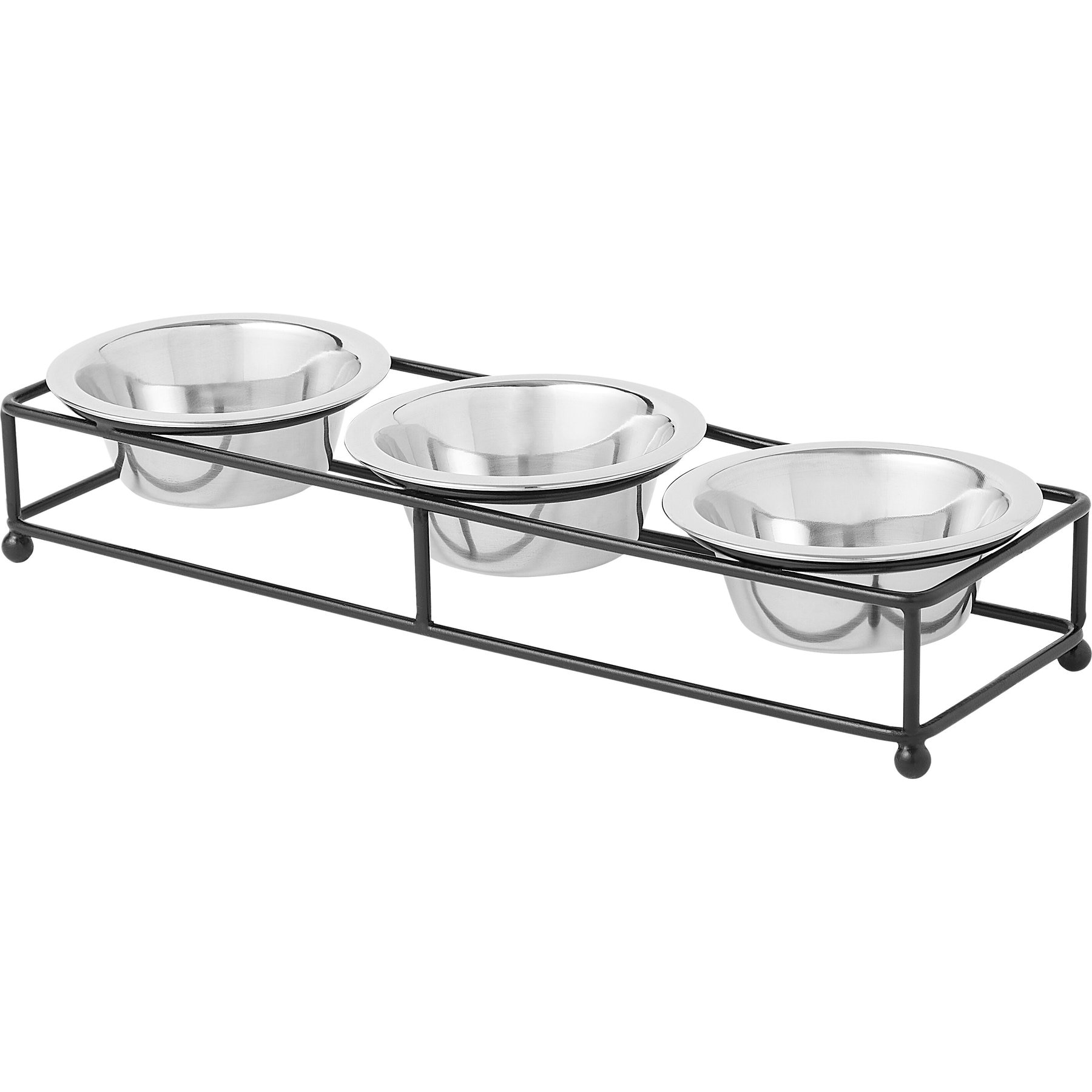 Frisco Frisco Straight Triple Feeder Stainless Steel Dog & Cat Bowl, Small: 1 cup