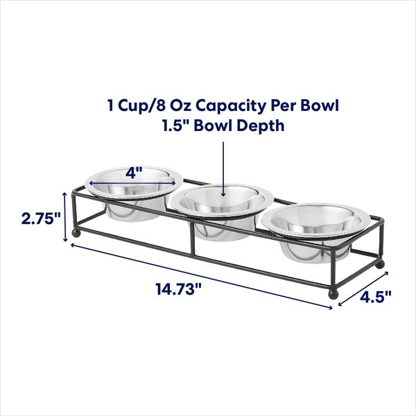 Frisco Straight Triple Feeder Stainless Steel Dog & Cat Bowl