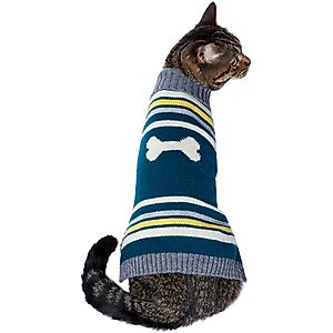 Frisco Striped Bone Dog & Cat Sweater, Small