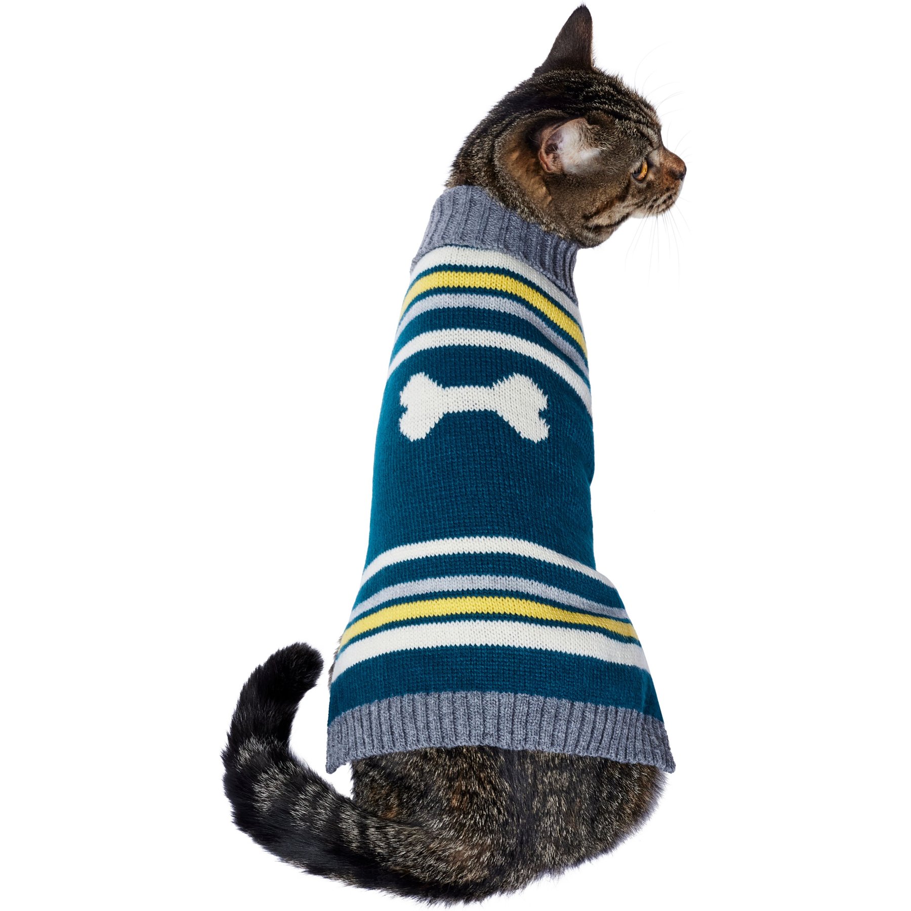 Frisco Striped Bone Dog & Cat Sweater, X-Small