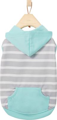 Show full view: Frisco Striped Colorblock Dog & Cat Hoodie, Teal, XXX-Large slide 3 of 8