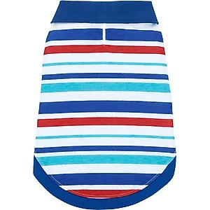Frisco Striped Dog & Cat Polo Shirt, Red & Blue, Medium