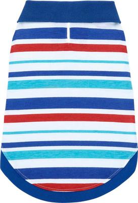 Show full view: Frisco Striped Dog & Cat Polo Shirt, Red & Blue, Small slide 7 of 11