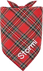 Frisco Tartan Plaid Embroidered Personalized Dog & Cat Bandana, Large