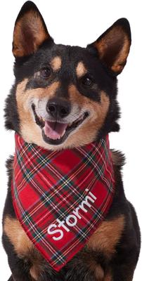 Show full view: Frisco Tartan Plaid Embroidered Personalized Dog & Cat Bandana, Small slide 6 of 9