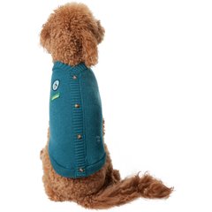 Frisco Teal Button Down Dog & Cat Sweater, Medium