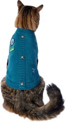 Frisco Teal Button Down Dog & Cat Sweater, X-Small
