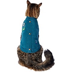 Frisco Teal Button Down Dog & Cat Sweater, X-Small