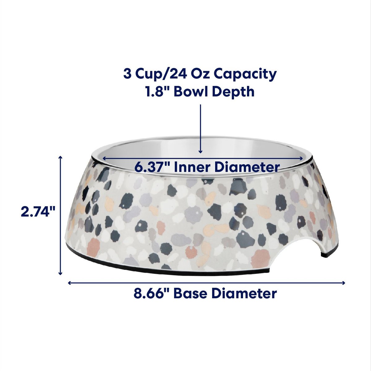 Frisco Terrazzo Design Stainless Steel Dog & Cat Bowl