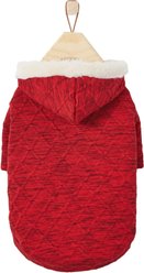 Frisco Textured Knit Dog & Cat Hoodie, Heather Red, Small