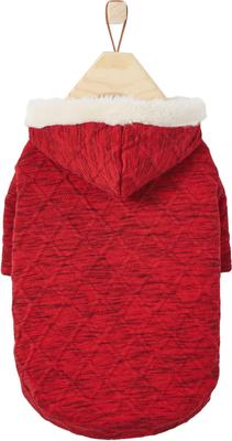 Show full view: Frisco Textured Knit Dog & Cat Hoodie, Heather Red, XX-Large slide 4 of 8