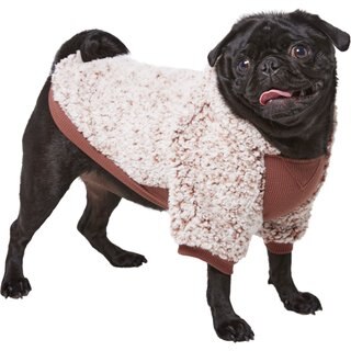 Frisco Textured Wubby 2-Tone Fleece Dog & Cat Hoodie, Brown, Medium slide 1 of 9