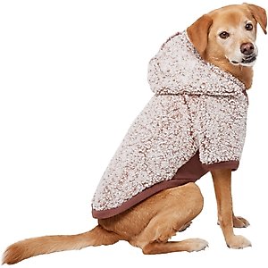 Frisco Textured Wubby 2-Tone Fleece Dog & Cat Hoodie, Brown, X-Large