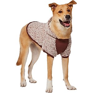 Frisco Textured Wubby 2-Tone Fleece Dog & Cat Hoodie, Brown, XX-Large