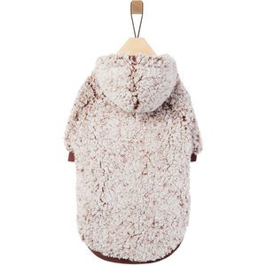 Frisco Textured Wubby 2-Tone Fleece Dog & Cat Hoodie, Brown, XX-Large