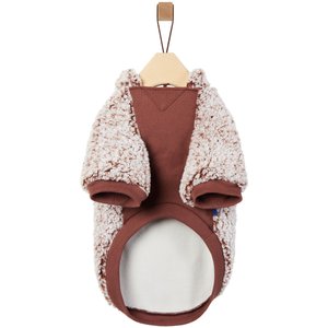 Frisco Textured Wubby 2-Tone Fleece Dog & Cat Hoodie, Brown, XX-Large