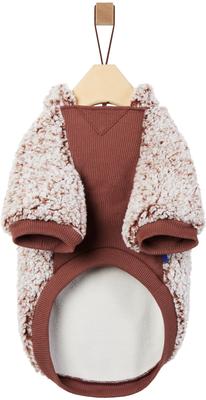 Show full view: Frisco Textured Wubby 2-Tone Fleece Dog & Cat Hoodie, Brown, XX-Large slide 4 of 9