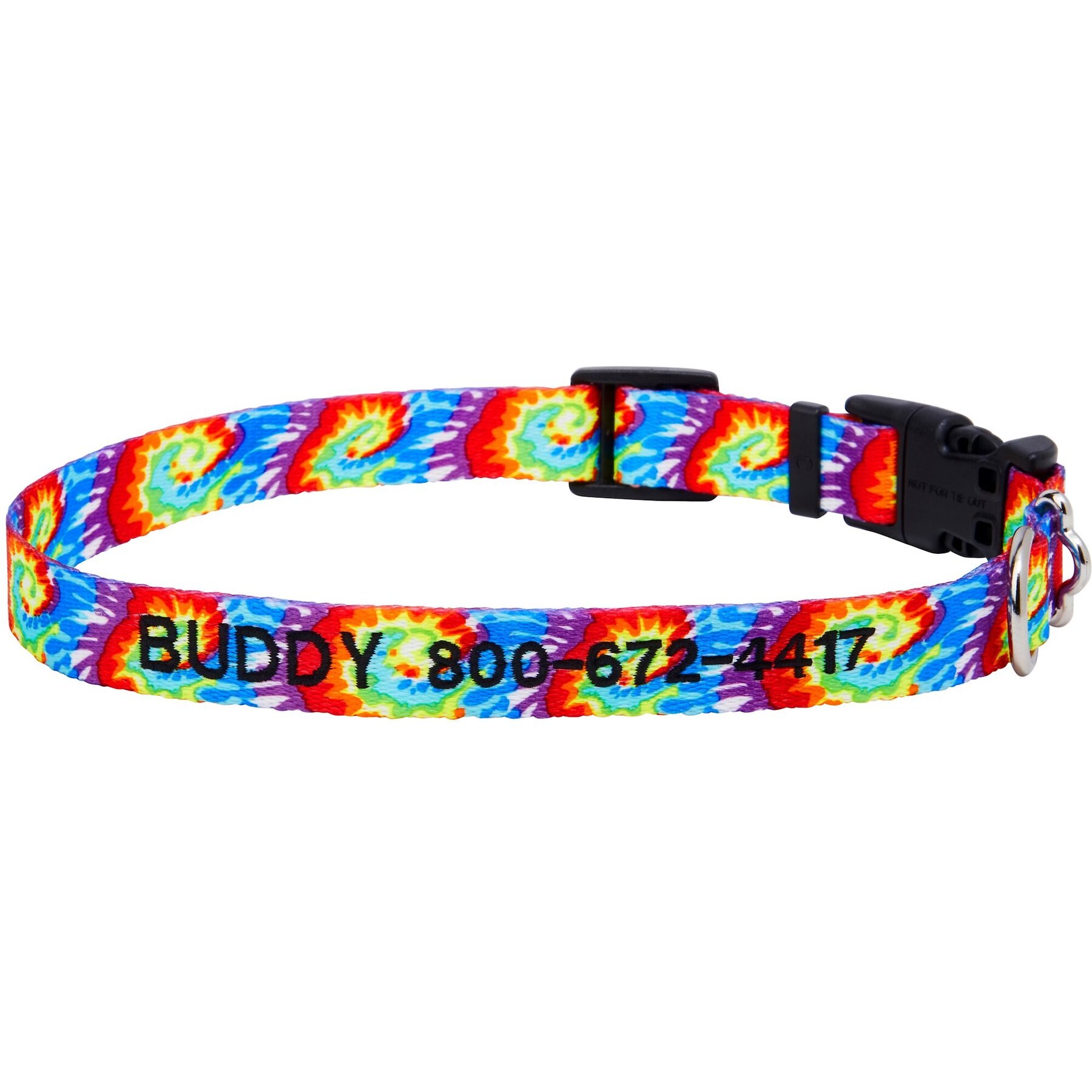 Frisco Tie Dye Swirl Polyester Personalized Dog Collar, Medium: 14 to 20-in neck, 3/4-in wide