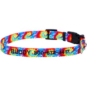 Frisco Tie Dye Swirl Polyester Personalized Dog Collar, Medium: 14 to 20-in neck, 3/4-in wide