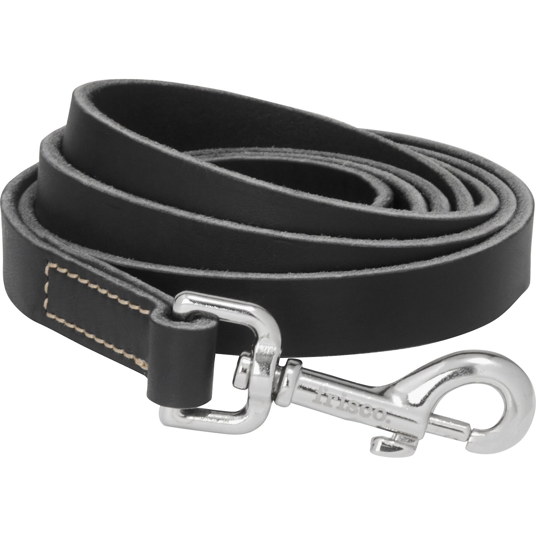 Frisco Top Grain Leather Leash, Black, Large: Width: 3/4th'', Length 6ft